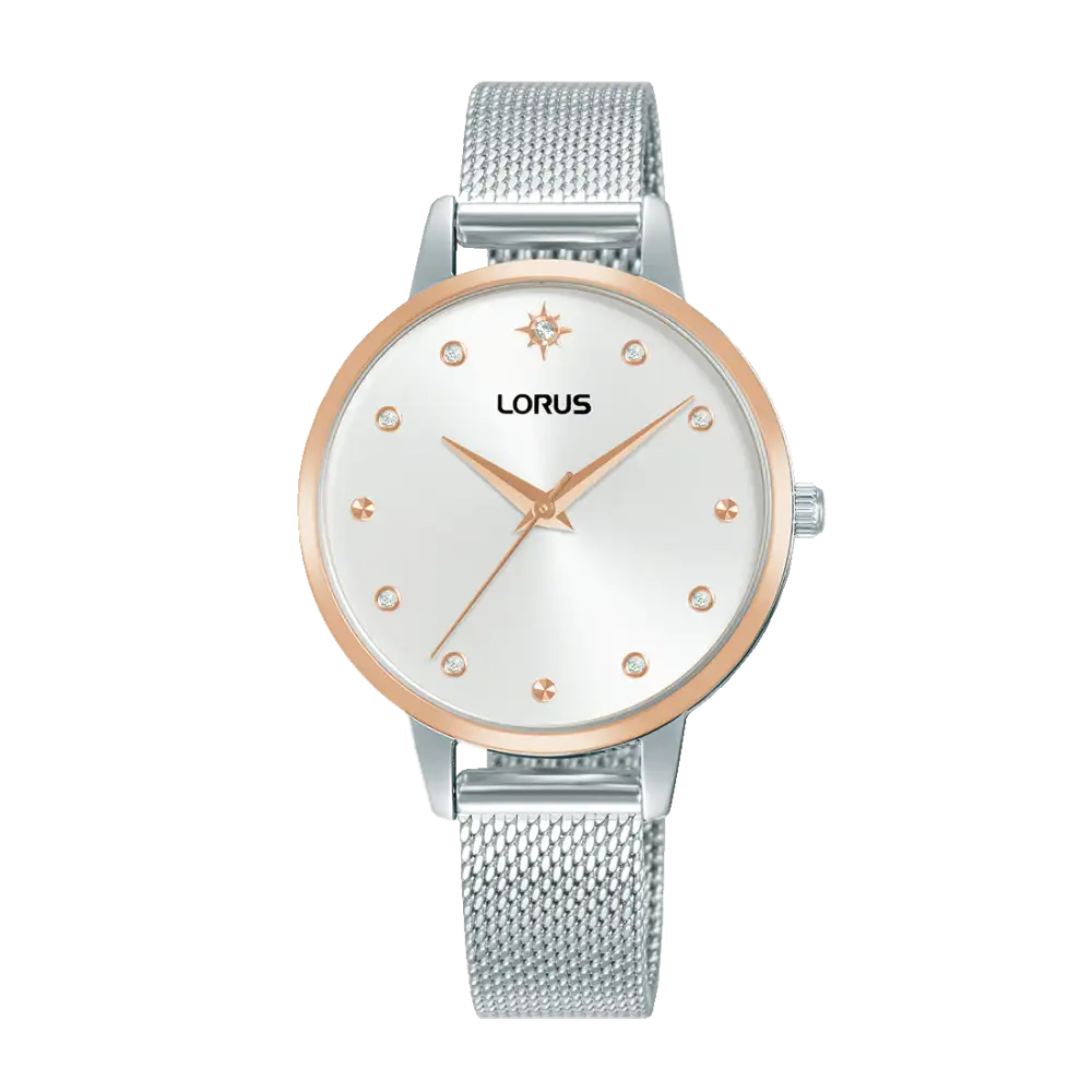 Lorus RG288XX9 Reloj de Mujer Blanco • Cristal Mineral • Correa Malla de Acero Inoxidable