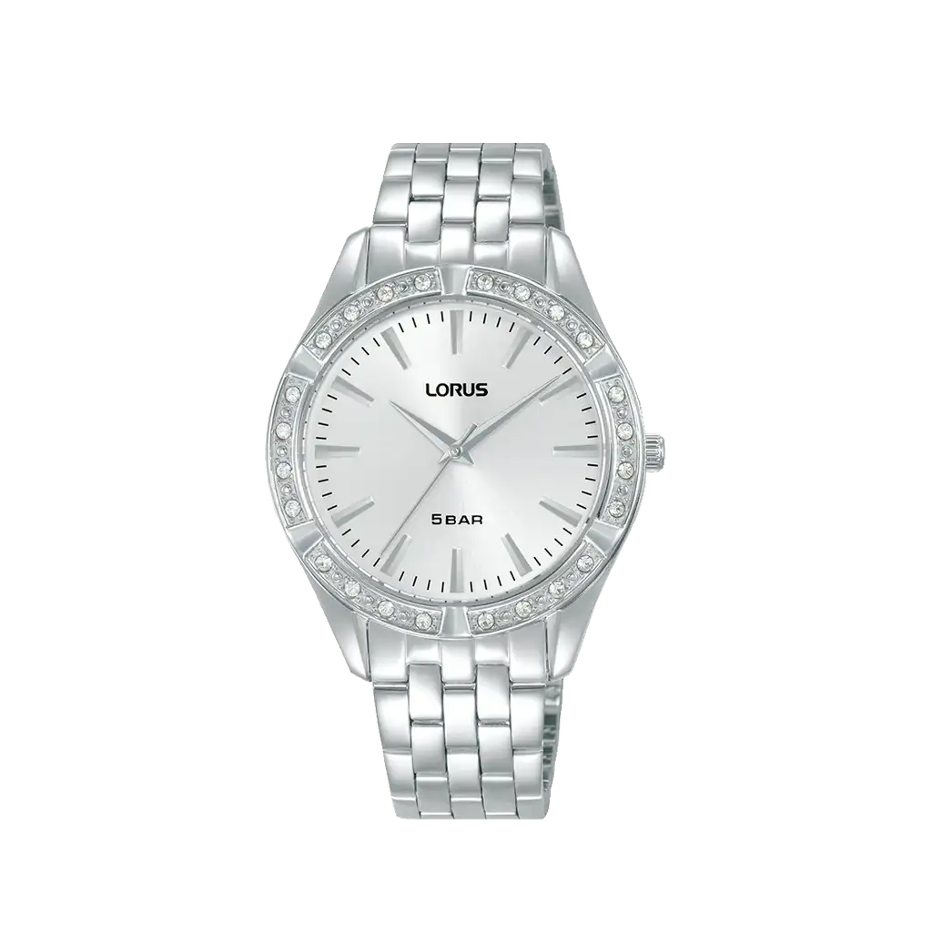 Lorus RG289XX9 Reloj de Mujer Set con Pulsera Plata • Cristal Mineral • Pulsera de Acero Inoxidable