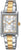 "Reloj de mujer con esfera rectangular y pulsera de metal bicolor (plata/oro)"