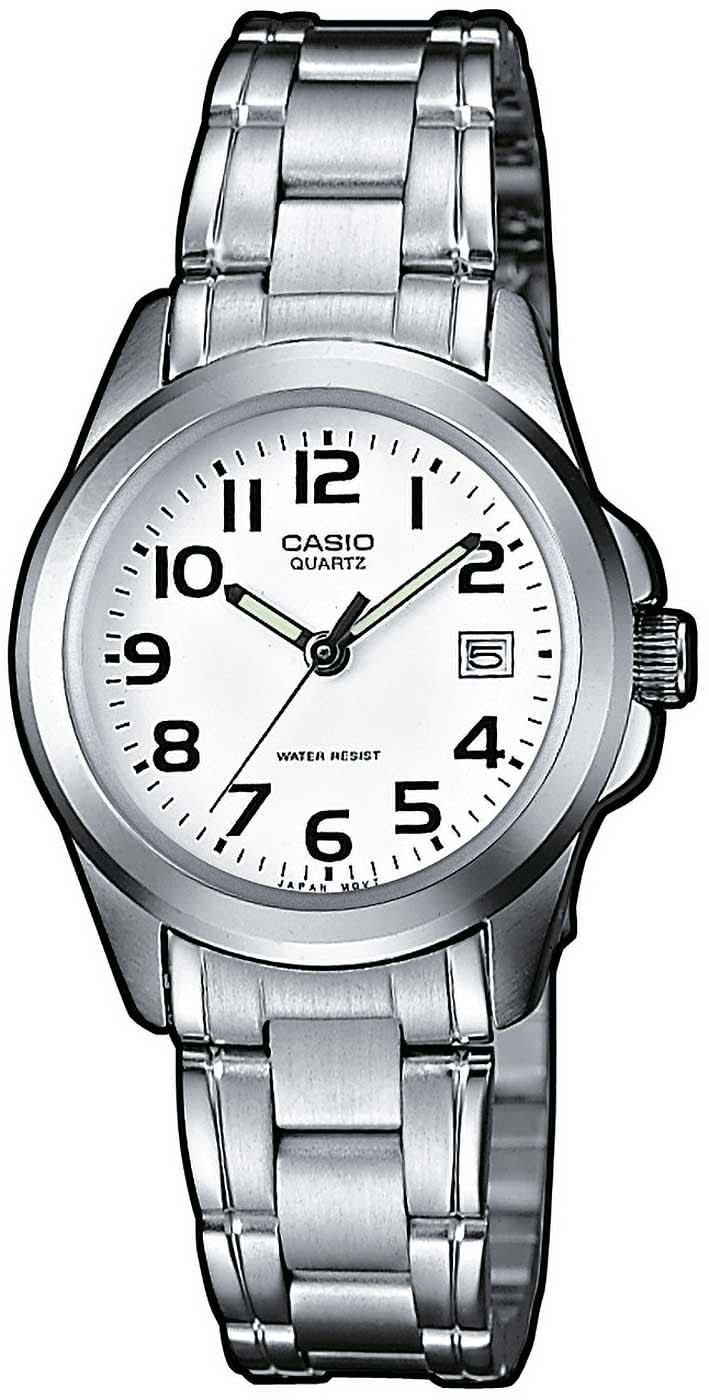"Reloj de mujer con pulsera de acero inoxidable plateado, esfera analógica y visualización de fecha"