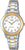 "Reloj de mujer con esfera analógica y pulsera metálica plateada y dorada, Casio"