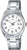 Casio reloj de mujer con correa de metal plateado, esfera redonda y visualización de fecha