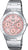 Casio reloj de mujer con correa de metal plateado y esfera redonda con detalles rosas