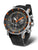 Pulsera de hombre con bisel negro, corona de metal y correa de silicona negra.