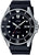 Reloj de buceo Casio para hombre con esfera negra, bisel plateado y correa de silicona negra.