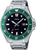Reloj Casio para hombre con correa de acero, caja redonda y esfera verde y negra