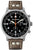 Reloj Messerschmitt para hombre con esfera negra, escala taquimétrica y correa de cuero marrón