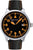 Reloj de aviador para hombre con esfera negra y números naranjas, correa de cuero