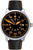 Reloj Messerschmitt para hombre con esfera negra, correa de cuero y caja de metal