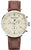 Reloj Messerschmitt para hombre con esfera beige y correa de cuero marrón, caja de metal