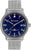 Pulsera de hombre: correa de malla plateada, esfera azul, analógica