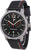 Reloj de piloto para hombre con esfera negra, manecilla roja, correa de textil negro