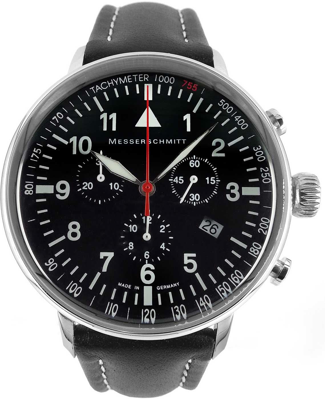 Reloj de hombre con esfera negra, segundero rojo y correa de piel gris oscuro