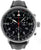 Reloj de hombre con esfera negra, segundero rojo y correa de piel gris oscuro