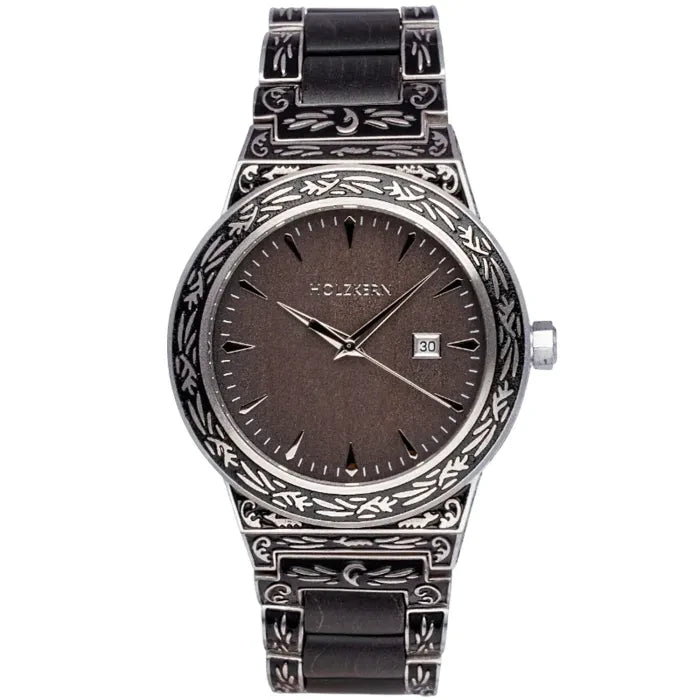 Holzkern Misir Armbanduhr Grau • Quarzwerk • Mineralglas