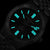Reloj de buceo para hombre con esfera negra e índices turquesa luminosos