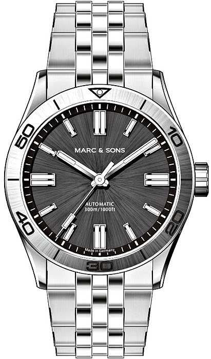 Reloj de hombre en caja de acero inoxidable con esfera negra y pulsera de acero inoxidable