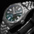 Pulsera de hombre con esfera verde, brazalete y bisel de acero inoxidable plateado