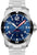 Marc and Sons Reloj para hombre con esfera azul, correa de acero y bisel giratorio.