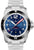 Reloj de buceo para hombre de acero inoxidable con esfera negra, marcadores azules e índices rojos