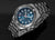 Pulsera de buceo para hombre, esfera azul, bisel moleteado, brazalete de metal