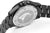 Reverso de un reloj de buceo para hombre con grabado, caja negra y brazalete de metal