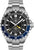 Reloj de hombre: esfera negra, bisel azul, correa de acero inoxidable, ventana de fecha