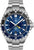 Marc and Sons Reloj para hombre con esfera azul, bisel GMT y ventana de fecha, correa de acero