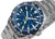 Reloj para hombre con esfera azul, manecillas plateadas y bisel GMT