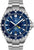 Reloj de hombre con esfera azul, indicador GMT y brazalete de eslabones de acero