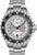 Reloj de hombre de acero con bisel negro, esfera plateada, manecilla GMT y ventana de fecha