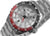Pulsera de hombre con esfera blanca, bisel rojo y ventana de fecha