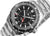 Reloj para hombre con esfera negra, manecilla GMT roja y brazalete de acero inoxidable