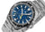 Reloj para hombre con esfera azul, aguja GMT amarilla y bisel giratorio de buceo negro