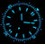 Esfera de reloj para hombre con índices y manecillas azules luminosos