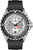 Reloj de hombre con correa de caucho negra, esfera plateada con diseño GMT 24h