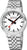 Reloj de hombre con esfera blanca, índices negros y segundero rojo, correa de acero inoxidable