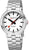 Reloj Mondaine para hombre con correa de acero inoxidable plateada y esfera blanca, automático