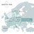 Mapa de cobertura de señal horaria de radio DCF77 con ciudades de Europa