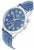 Reloj de hombre con esfera azul, caja plateada y correa de cuero azul