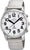 Reloj de hombre con radio, correa de metal plateado, esfera blanca, números negros y "TALKING"