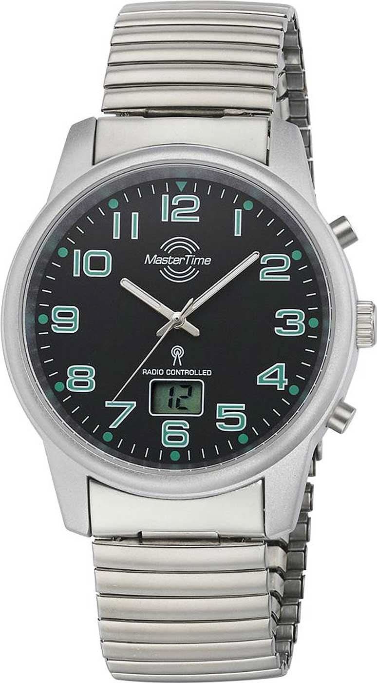 Reloj de pulsera Master Time para hombre: esfera negra, manecillas analógicas, indicador de fecha