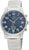 Reloj de hombre con esfera azul, correa de acero inoxidable plateado y fecha "FR"