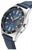 Reloj deportivo para hombre con esfera azul, índices negros y correa de cuero