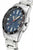 Reloj de hombre con esfera azul, brazalete de acero inoxidable plateado y corona lateral