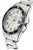 Pulsera de acero inoxidable para hombre, vista lateral con corona y esfera con acentos verdes