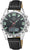 Reloj de hombre con correa de cuero negra, esfera negra con detalles verdes