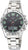 Reloj radiocontrolado para hombre con correa de metal plateado, esfera negra y detalles en verde