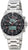 Pulsera de hombre con correa de acero inoxidable y esfera negra, pantalla digital, detalles en rojo