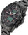 Reloj de radio para hombre en negro con correa de metal, manecillas analógicas, pantallas digitales y botones
